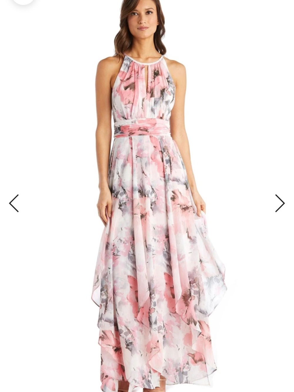 Women’s Pink Floral Halter Maxi Dress